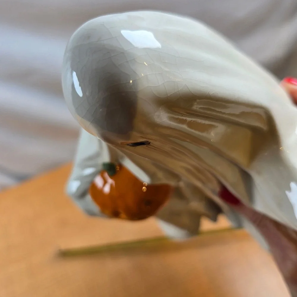 Ceramic Byron Mold Ghost Pumpkin Jack-o'-lantern Handpainted 9